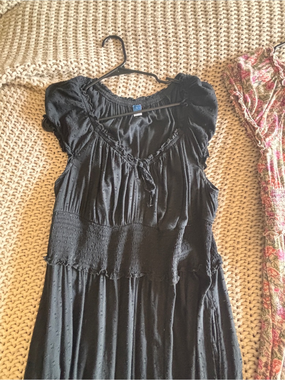 Three Maxi Dresses Bundle - Black, Floral, Ivory . Old navy smocked cottage core - Picture 3 of 5